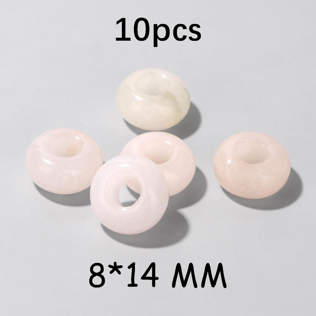 5pcs 18mm Round Donut Charms 5mm Big Hole Natural Stone Quartz Crystal Gogo Semi-Porous Pendant DIY Necklace Earring Making