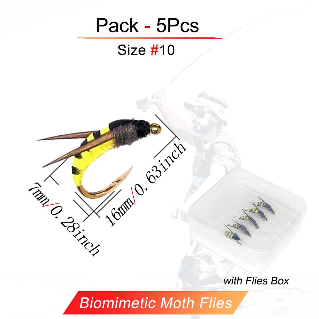5/10 шт./коробка Реалистичная желтая приманка-мотылек Муха для ловли форели Искусственная бионическая приманка-насекомое мотылек для ловли лосося форели
