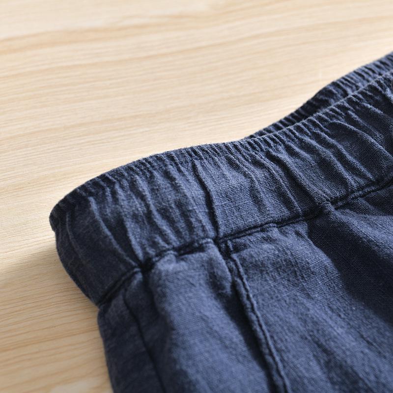 Мужские летние дышащие брюки прямого покроя из хлопка и льна DuPont Fabric с эластичной резинкой на талии