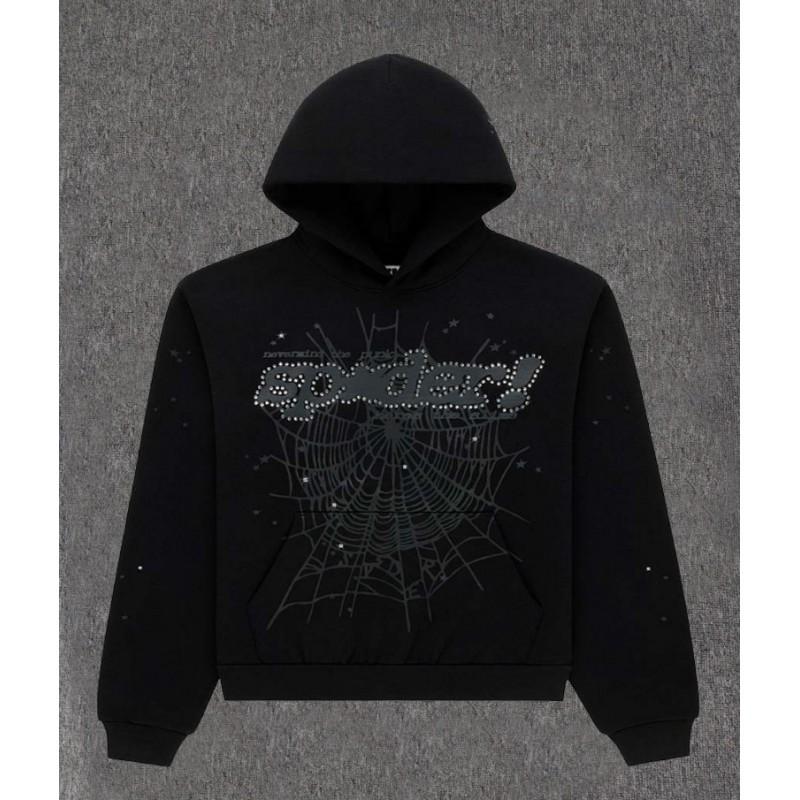 Mens Heavyweight 450g Cotton Hoodie With 3D Puff Print Spider Streetwear Loose Fit Pullover Sweatshirt