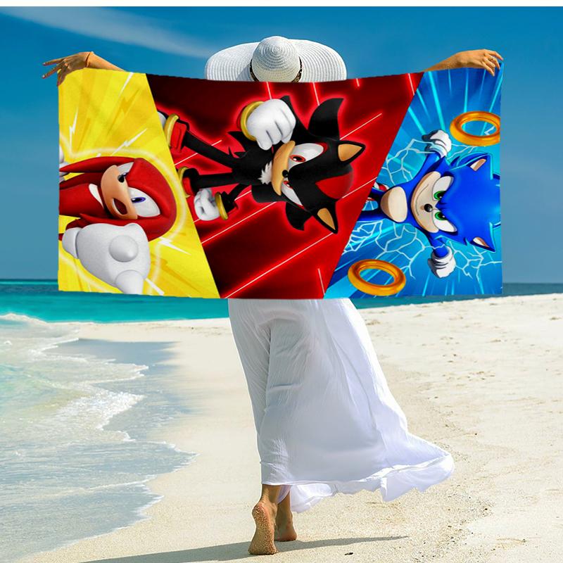 Ultra-Soft Beach Towel with Sonic Theme,Ideal for Pool - Camping, Diving - Perfect Travel Essential, Vibrant Beach Towel.