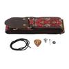 Guitar Strap Leather Head for Acoustic Electric Embroidered Jacquard Vintage Floral PatternBlack