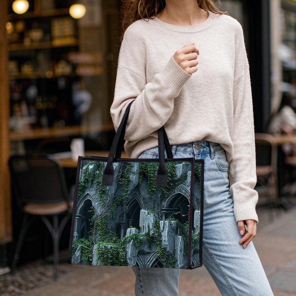 Gothic Ruin Ivy Printed Fashion Daily Tote Bag Casual Large Capacity Carry Bag For Outdoor Shopping Commute