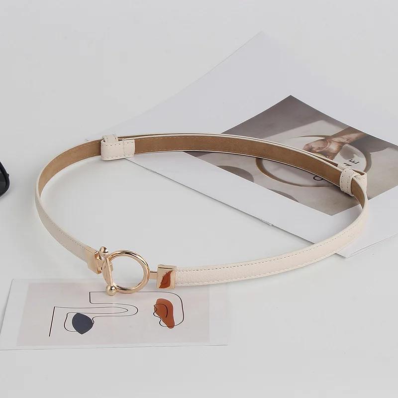 Женский кожаный тонкий ремень с металлической простой пряжкой-крючком, регулируемый поясной ремень для брюк, платья, брендовый дизайнерский декоративный пояс
