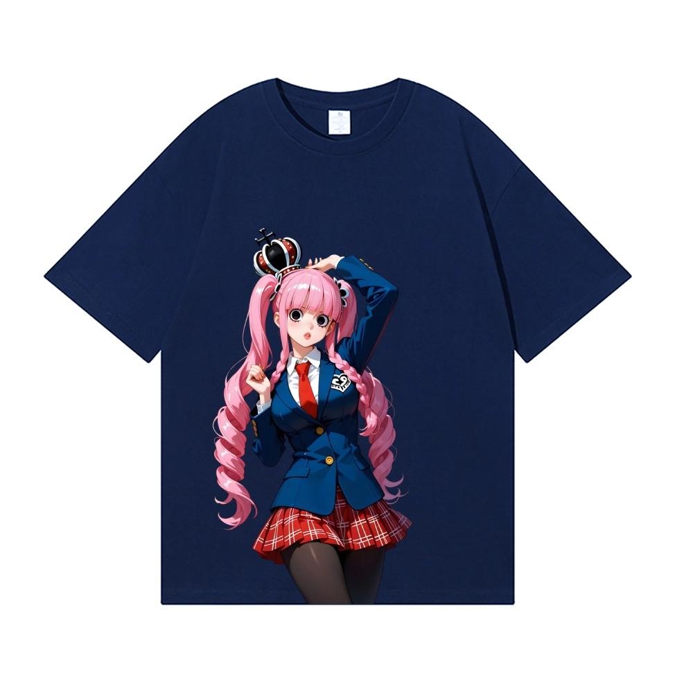Anime One Piece Perona Hollow Ghost Goth Style Vertical Portrait Print Tshirt Unisex Retro Unisexga Oversized Cotton Short Sleeve