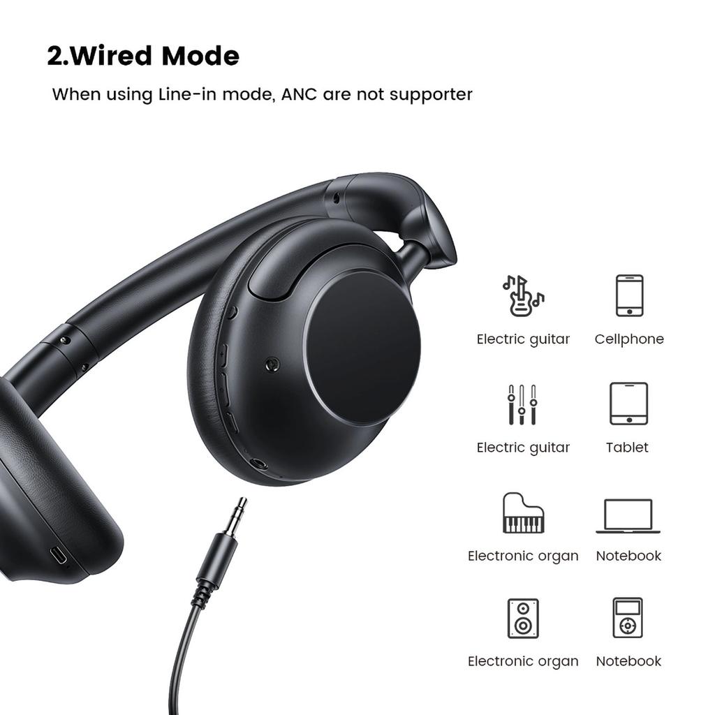 Ugreen Hp202 Hitune Max5 On-Ear Wireless Headphones With Hybrid Anc Noise Reduction - Black