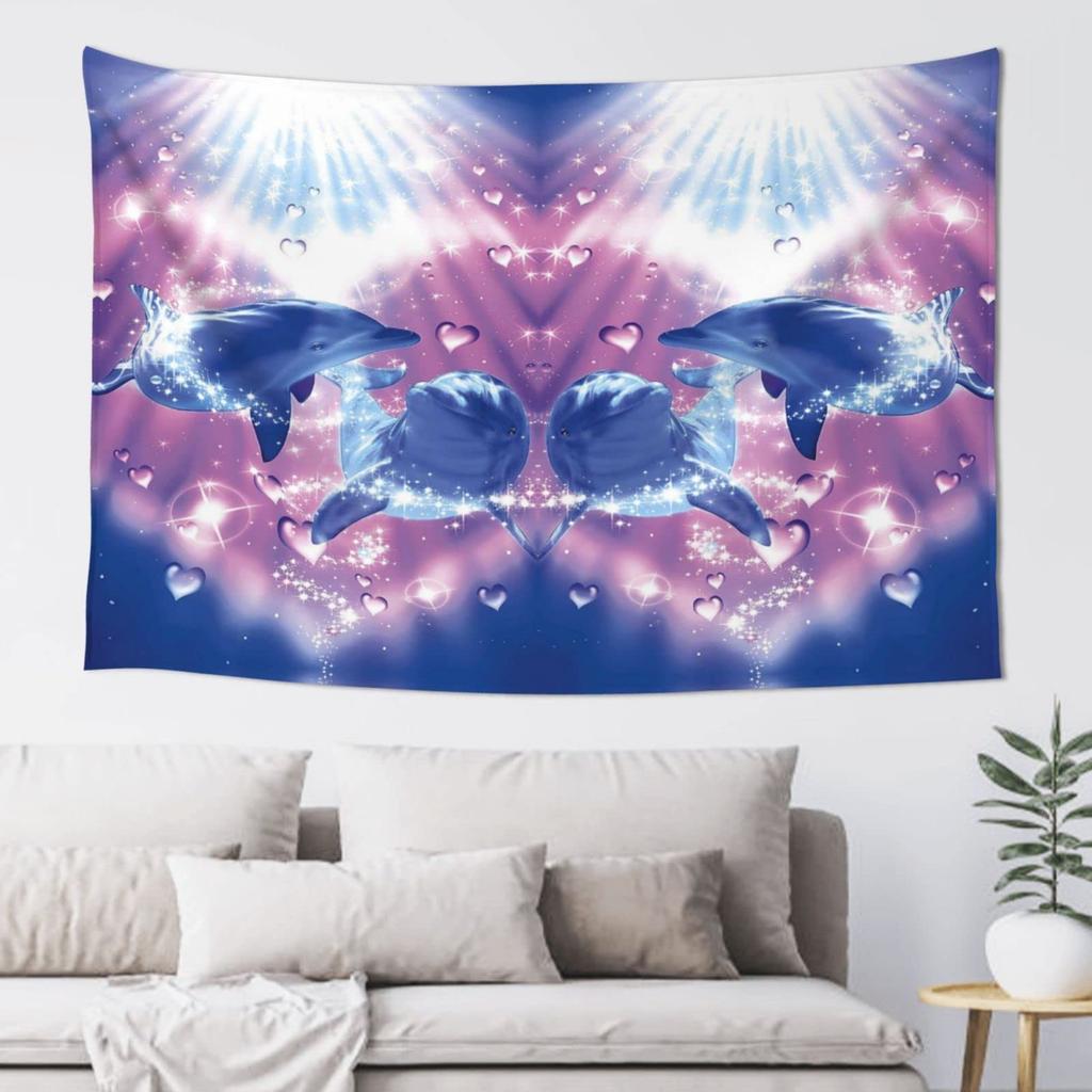 Ocean Dolphin Tapestry Wall Hanging Funny Sea Life Tapestry Wall Hanging Bedroom Whales Dolphin Wall Tapestry Living Room Decor
