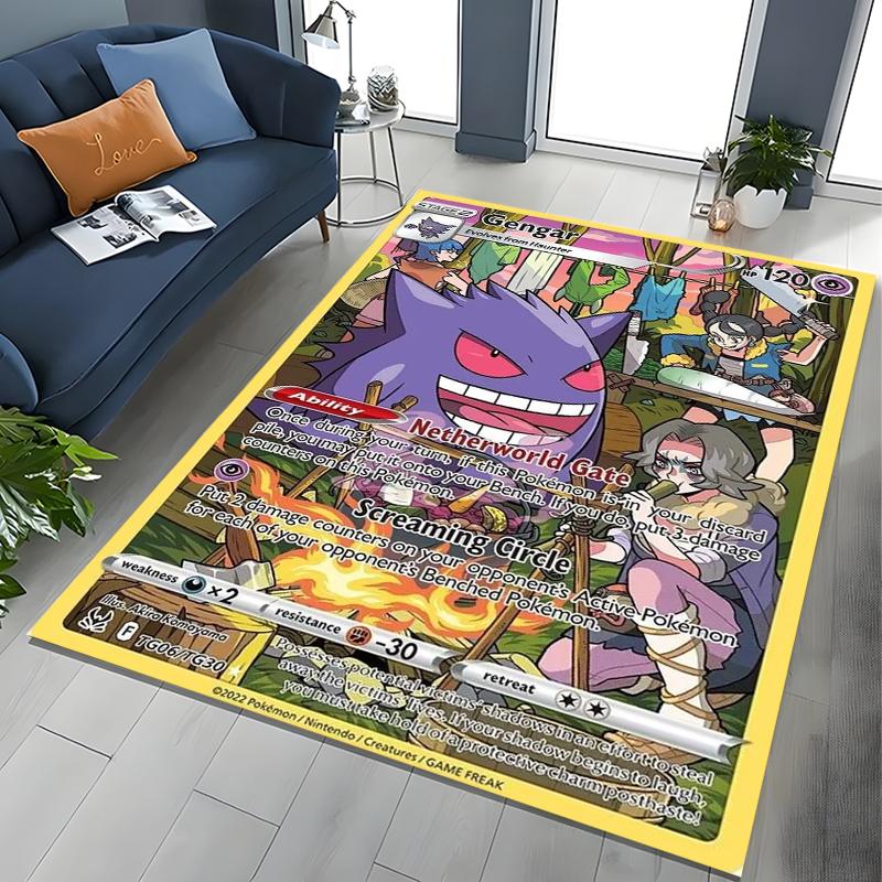 Gengar Pokémon Cards Area Carpet for Living Room Home Decor Sofa Table Kid's Rug Non-slip Chair Lounge Floor Play Mat Potdemiel