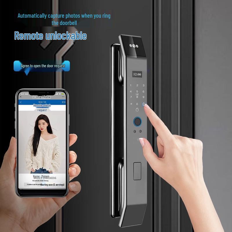 Smart Anti-theft Door Lock: 3D Face Recognition, Fingerprint, Password, Peephole, Remote Control