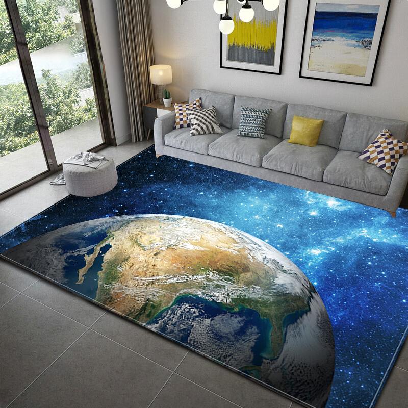 Living Room Non-Slip Rug Home Decor Living Room Earth Large Rug Galaxy Space Cushion Soft Area Rug