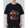 Black T Shirt with Fire Dragon Print for Casual Wear