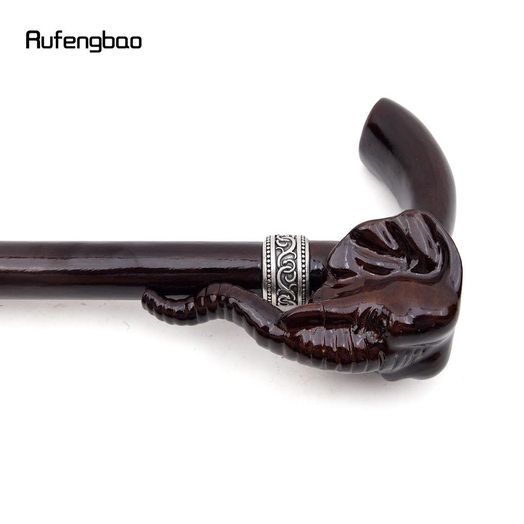 Elephant Brown Wooden Fashion Walking Stick Decorative Vampire Cospaly Party Wood Walking Cane Halloween Mace Wand Crosier 90cm