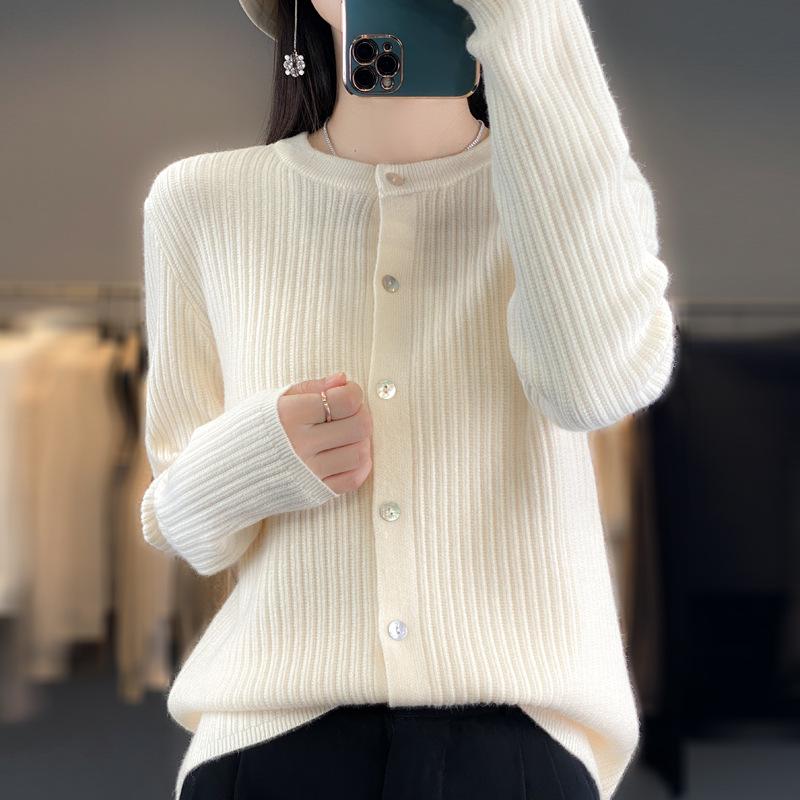 Autumn and Winter Women's Knitwear Fashion Casual Solid Color Print Long Sleeves O Neck Sweater