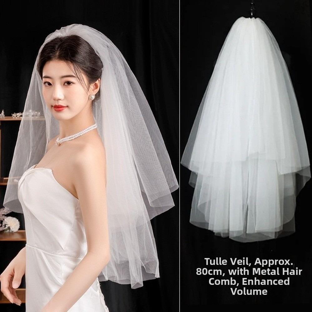 Bow Wedding Veil Pearl Accessories Women's Tulle New Bridal Veil Bridal Photoshoot