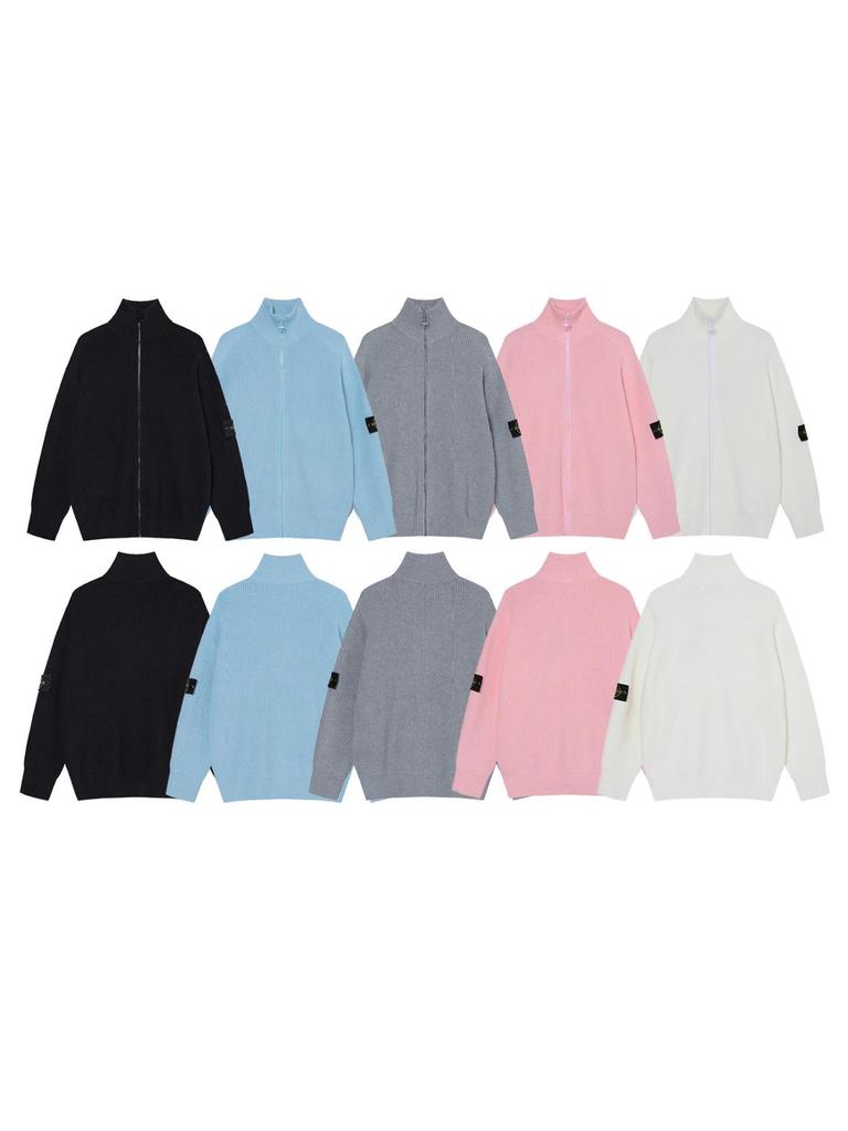 Men's Solid Color Zip-Up Long Sleeve Knitted Cardigan - Autumn/Winter