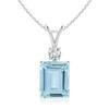 Arena Gems Jewellery Emerald Cut Blue Aquamarine 5.8 Ct Pendant, 925 Sterling Silver
