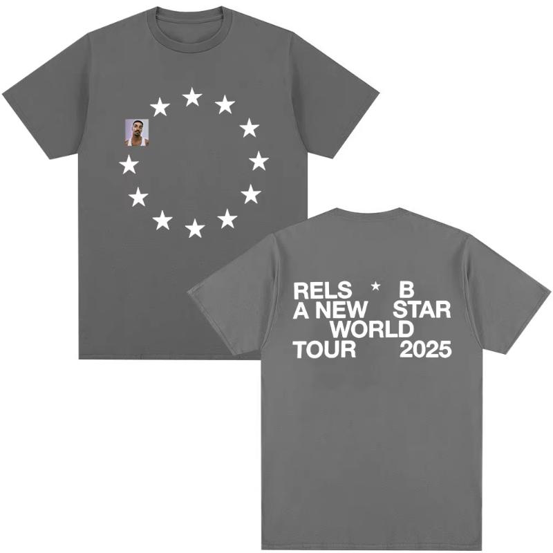 Rels B A New Star World Tour 2025 Merch Tshirt Unisexs Women Clothing Hip Hop Tshirts Summer Cotton Harajuku T Shirts Streetwear