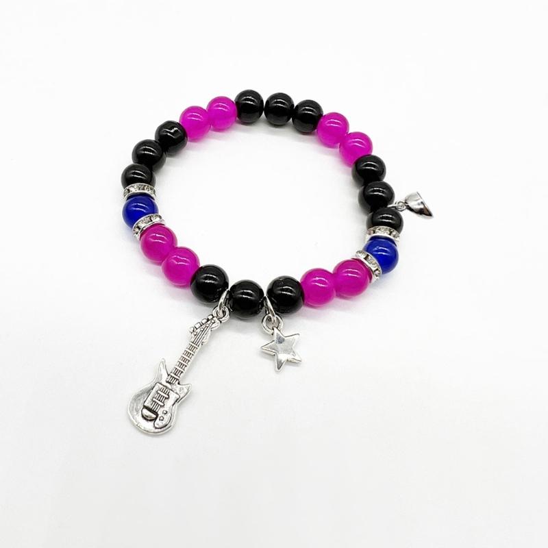 2 шт. магнитные браслеты для пар для женщин и мужчин, одинаковый браслет со звездой и гитарой в форме сердца, эластичные браслеты из бисера, подарок на День Святого Валентина