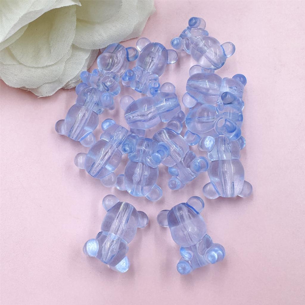 25pcs 17*22mm Fashion Acrylic Clear Crystal Bear Beads Necklace Bracelet Jewelry Material Key Chain Accessories