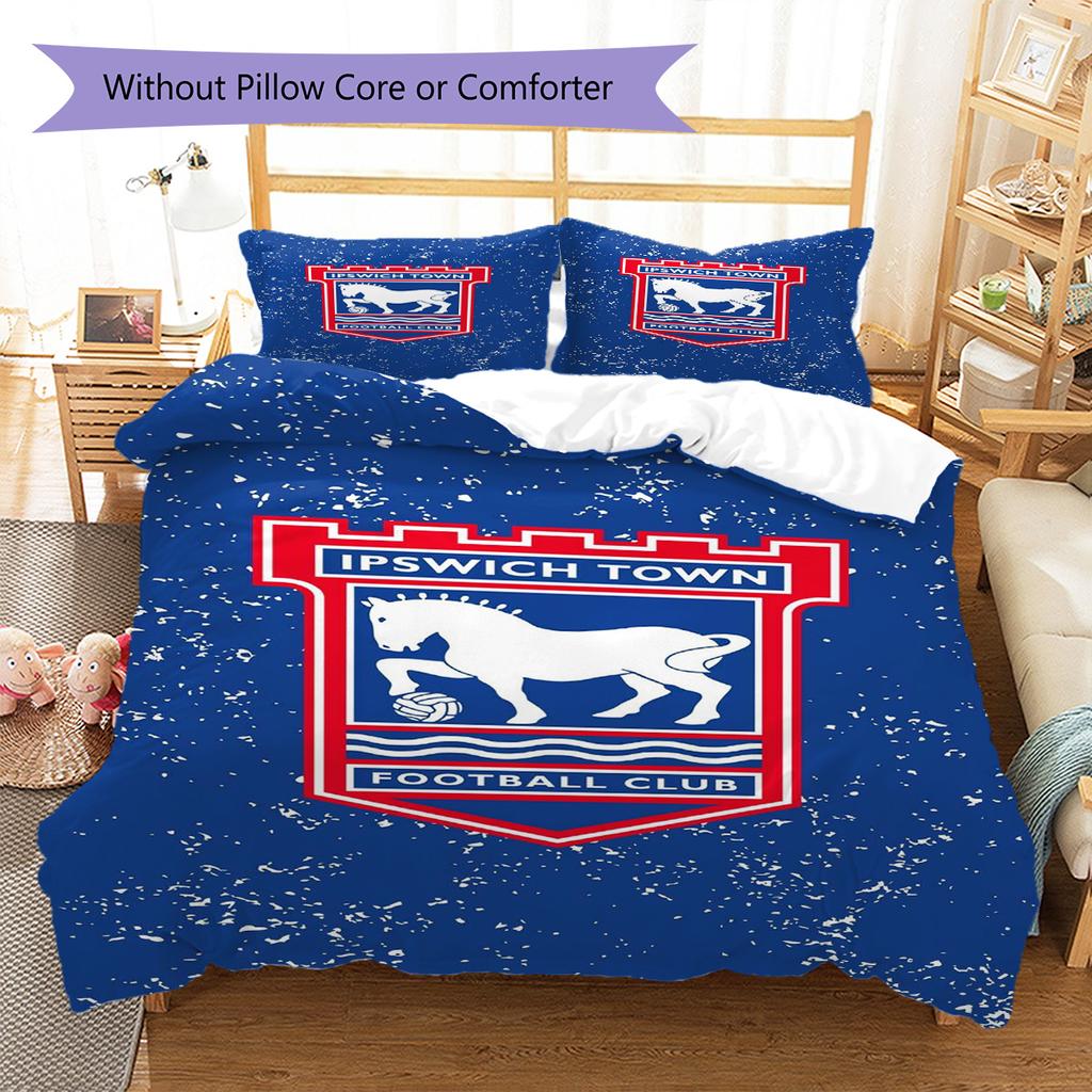 Ipswich Town Pattern Bedding Set Quilt Cover Pillowcase Home Decor Gift (1 * duvet cover + 2 * pillowcase, without core)