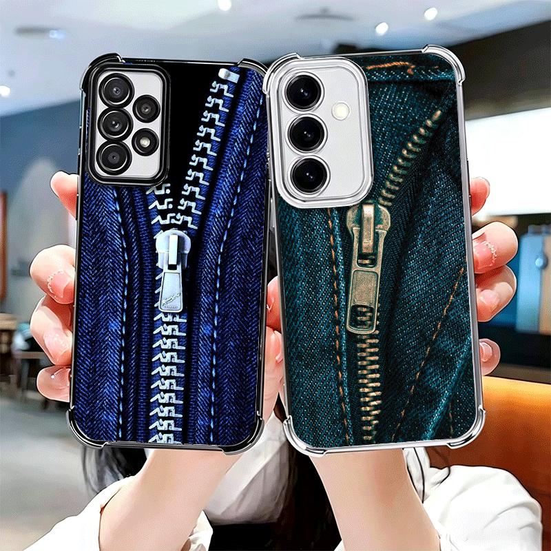 Retro Zipper Jeans Pattern Soft Phone Case For Samsung A17 A27 A07 A37 A57 A16 A56 A15 A55 A14 A54 A13 A53 A26 A36 A25 A35 A24 A