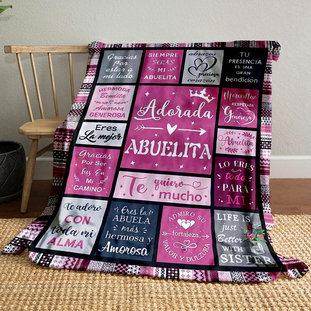 Spanish Grandma Themed Letter Pattern Blanket bedroom Blanket for Livingroom Couch lunch break Soft throw for Friend's festival Gift
