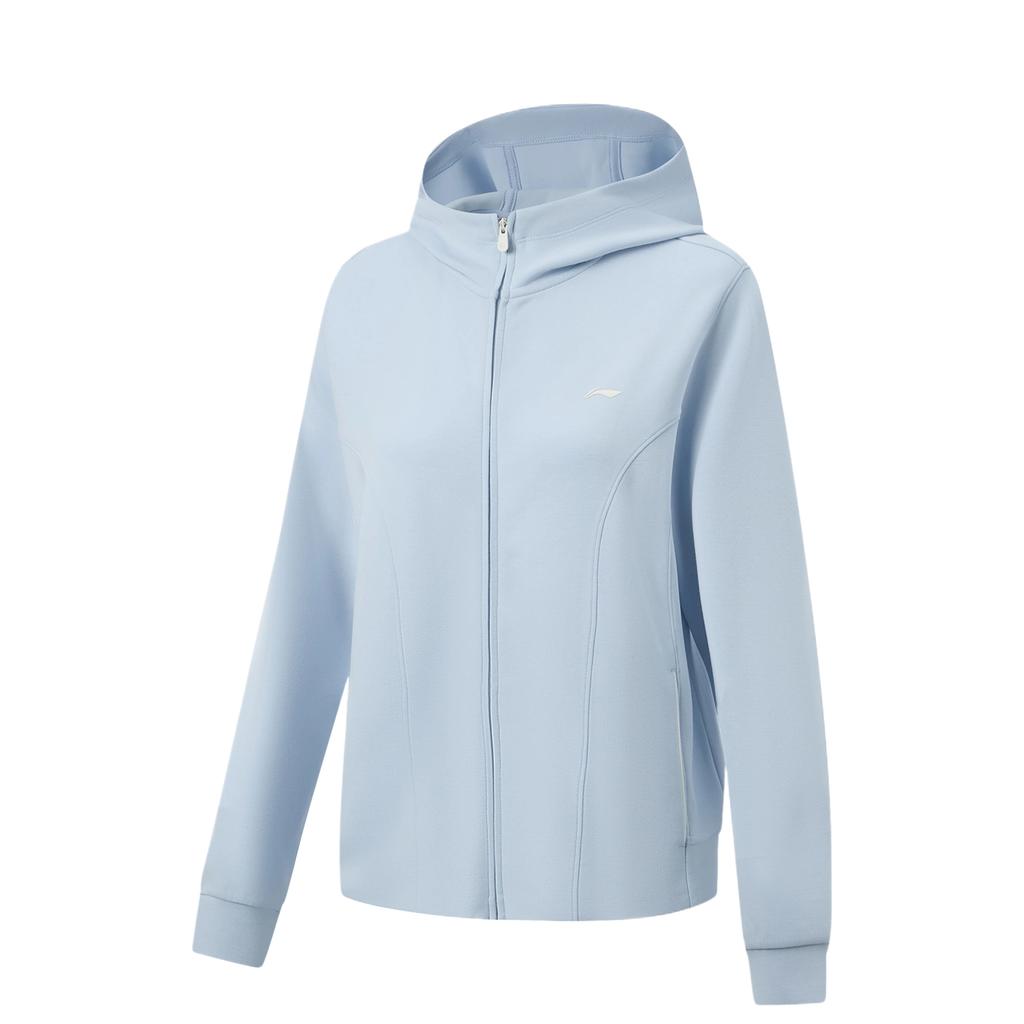Li-Ning Серия Фитнес Худи на молнии однотонное с капюшоном женское толстовка AWDW502-6