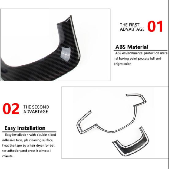 Interior Steering Wheel Frame Cover Trim For Dodge Ram 1500 2018+ Carbon Fiber