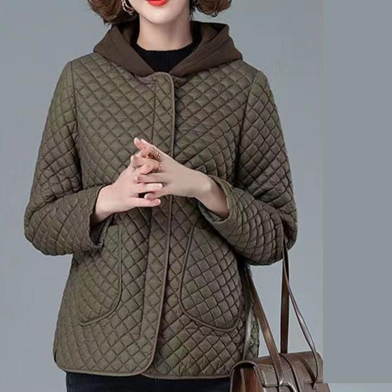 Autumn and Winter Women's Lightweight Small Cotton Jacket Hooded Cotton Jacket Casual Fashion Glossy Light Jacket