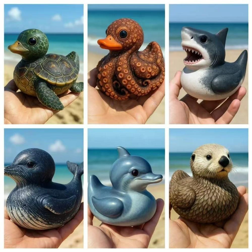 Seal Marine Organisms Statue Dolphin Shark Turtle Duck Figure Devilfish Whale Sea Creature Duck Desktop Ornament Entryway Decor