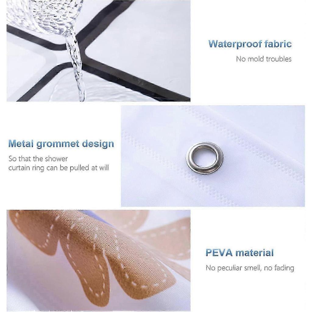 Antibacterial Shower Curtain for Bath and Tub with Waterproof Design