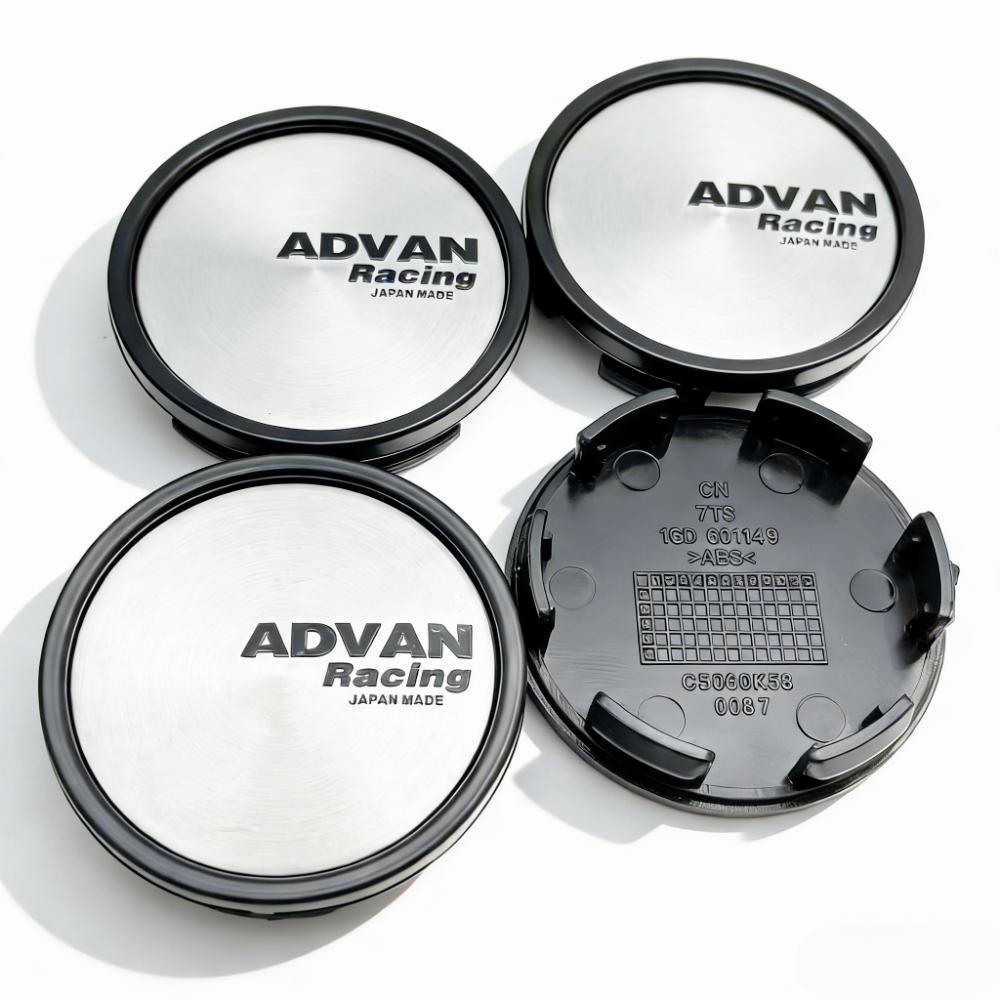 4pcs Advan Racing Logo Emblem Car Wheel Center Caps 58MM Clip 53MM Wheels Hub Cap Rim Hubcaps Dust Cover Replace Car Accessories
