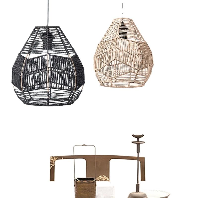 1 шт. ротанговый бохо плетеный вручную абажур люстра крышка для ресторана бумажный канат подвесной светильник абажур