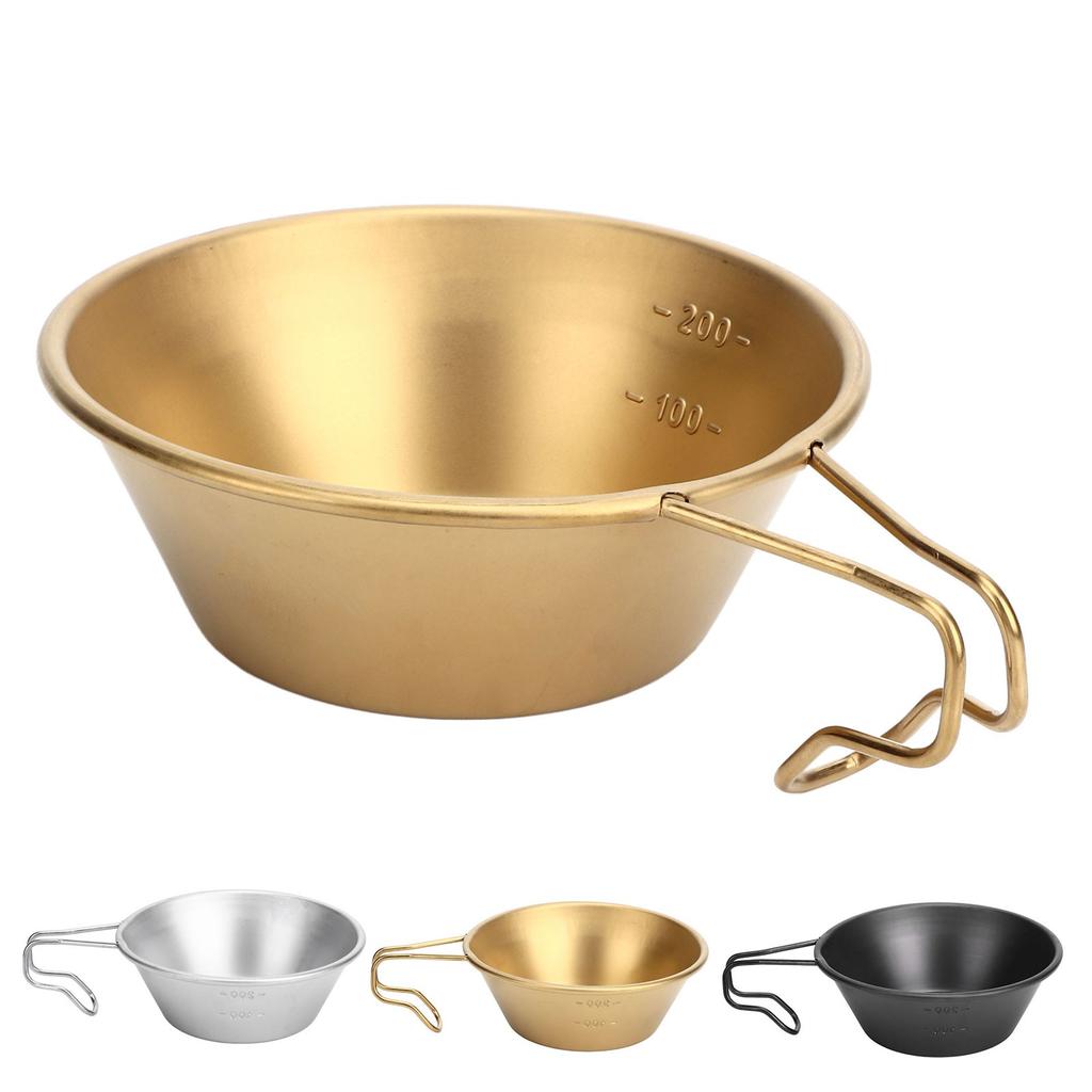 Camping Cup Backpacking Bowl Cup Stainless Steel with Hook Shape Handle for Outdoor Travel Picnic