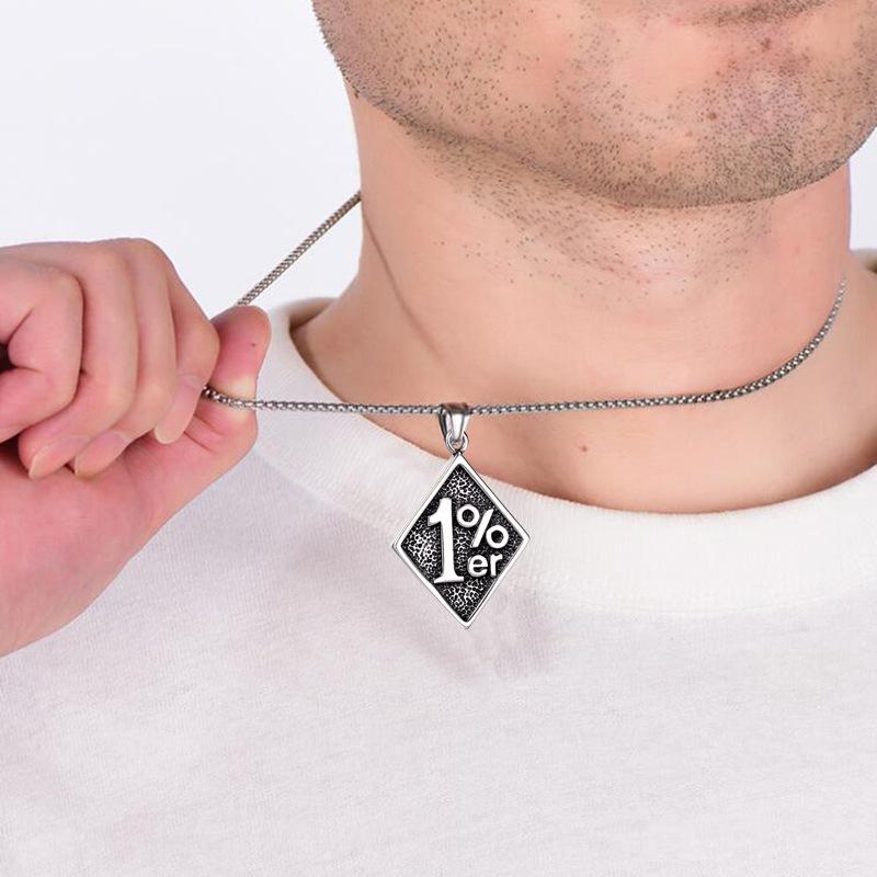 Европейское и американское ожерелье с буквой 1% 100% выбери одно мужское ретро титановая сталь бриллиантовая подвеска ожерелье