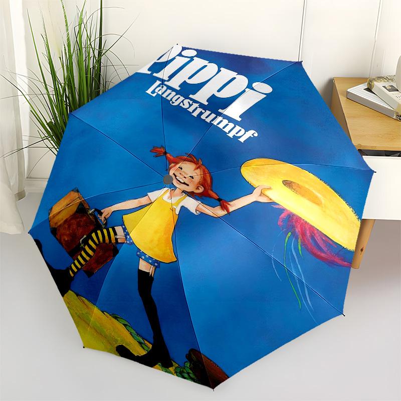 1pc Pippi, Longstocking Themed High-quality Umbrella,Automatic Opening and Closing Umbrella,Multi-functional Umbrella G0811357