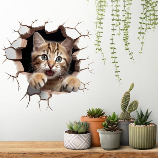 2 шт. 3D наклейки на стену с мультяшной мышью и кошкой, самоклеящиеся съемные водонепроницаемые высококачественные ПВХ-материалы, износостойкая наклейка