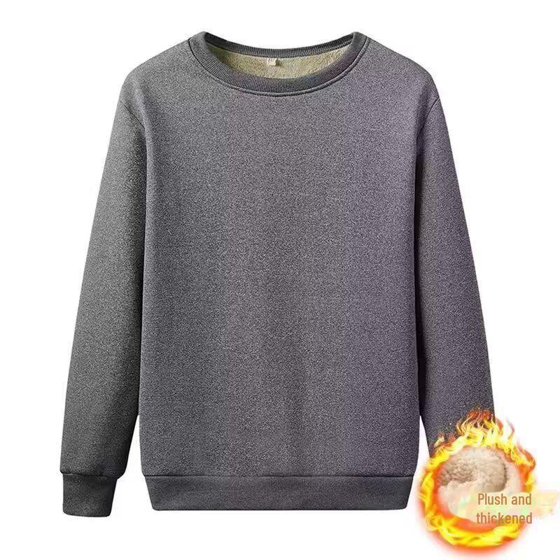 Мужской зимний бархатный свитер из овчины с круглым вырезом - плотная, красивая и свободная куртка с длинными рукавами