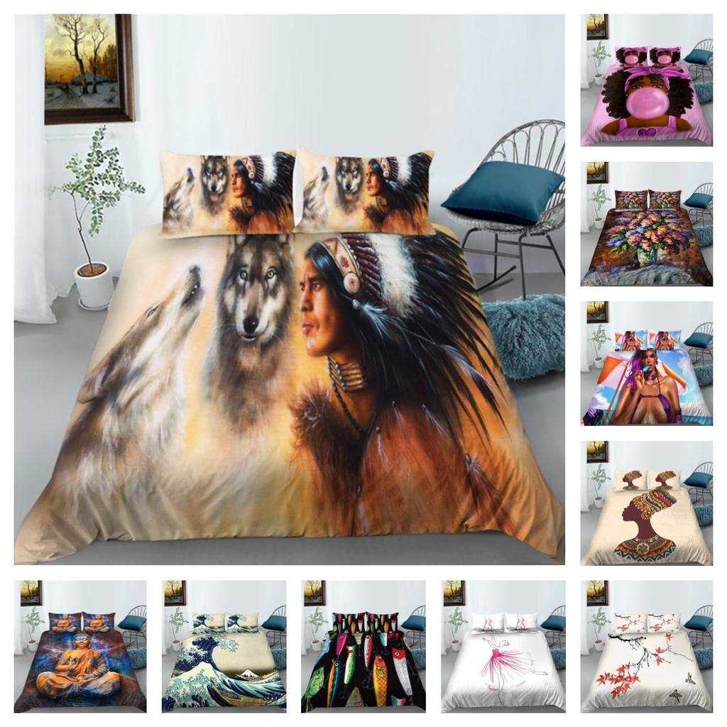 Bohemian Duvet Cover Suit Cartton Quilt Cover Polyester King Size Bedding Fashion Home Textiles Bedding Sets