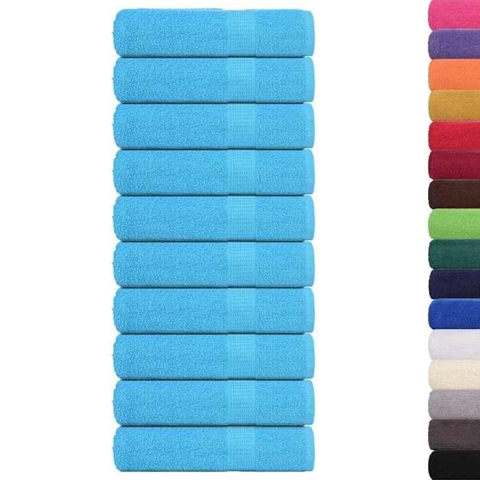 VidaXL Serviettes de bain 10pcs turquoise 100x150cm 360g/m² 100% coton, serviette, ensemble de serviettes de bain, serviette 136982