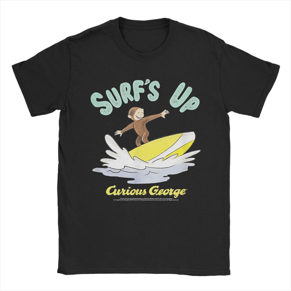 Cartoon Banana Cute Brown Monkey T Shirt Cotton Fun T-Shirts Crewneck Curious George Tees Short Sleeve Clothes Plus Size