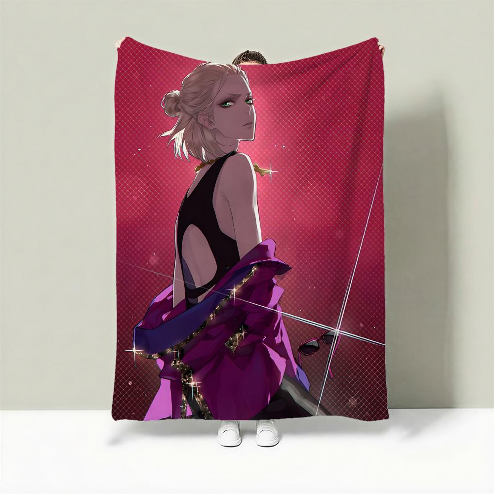 Anime Y-Yuri on Ice Throw Lightweight 240g Flannel Blanket Soft Skin-friendly for Summer Cooling