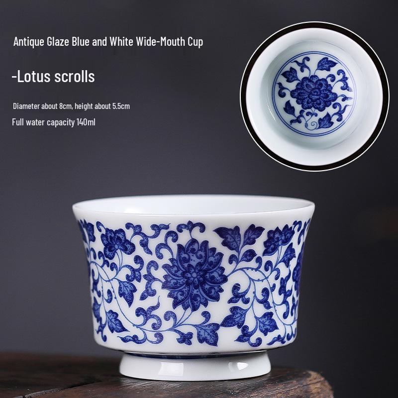Vintage Blue & White Ceramic Tea Cup with Custom Logo