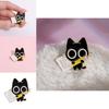 Cute Cartoon Black Cat Enamel Brooch With Pen Design For Stylish Accessory Lovers