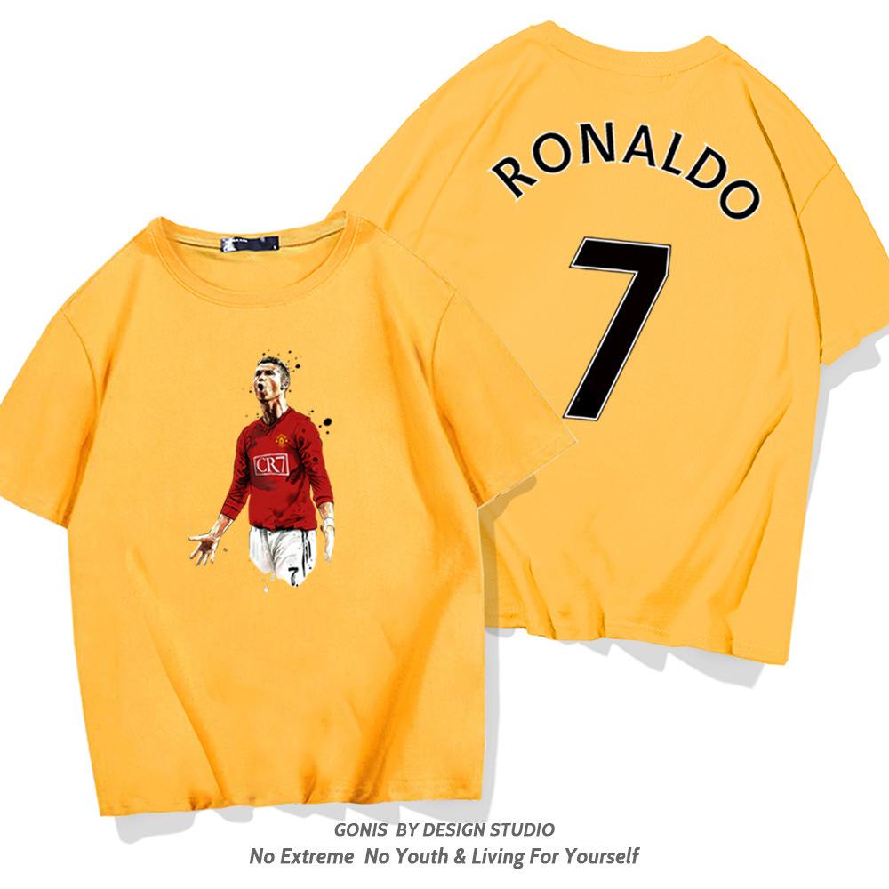 C Ronaldo summer short-sleeved men's and women's jerseys short-sleeved T-shirts pure cotton round neck basketball sports casual clothes