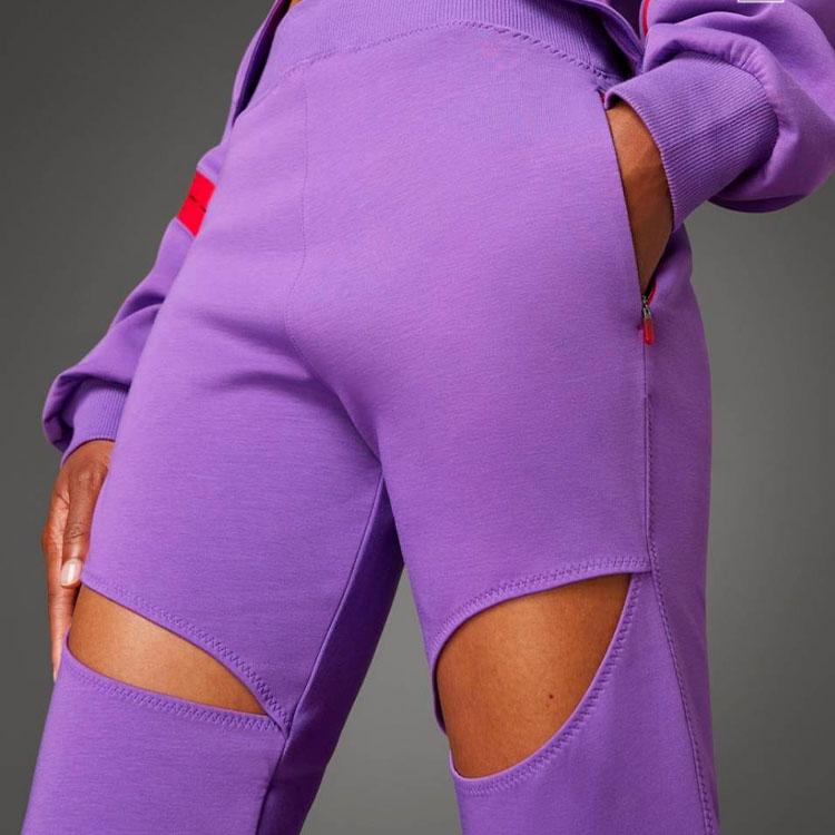 Adidas X Rui Zhou Collaboration FW23 Однотонные спортивные длинные брюки с ажурным дизайном, женские плавки, ярко-фиолетовые IU0167
