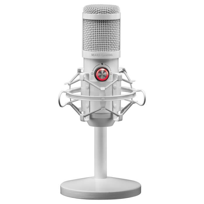 Microphone Studio - Mars Gaming - MMICX - Blanc - USB Plug & Play - Haute Définition