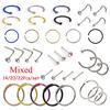 Mixed Nose Studs Screw Ring Nose Ring Set Women Girl Colorful Stainless Steel Nose Piercing Jewelry