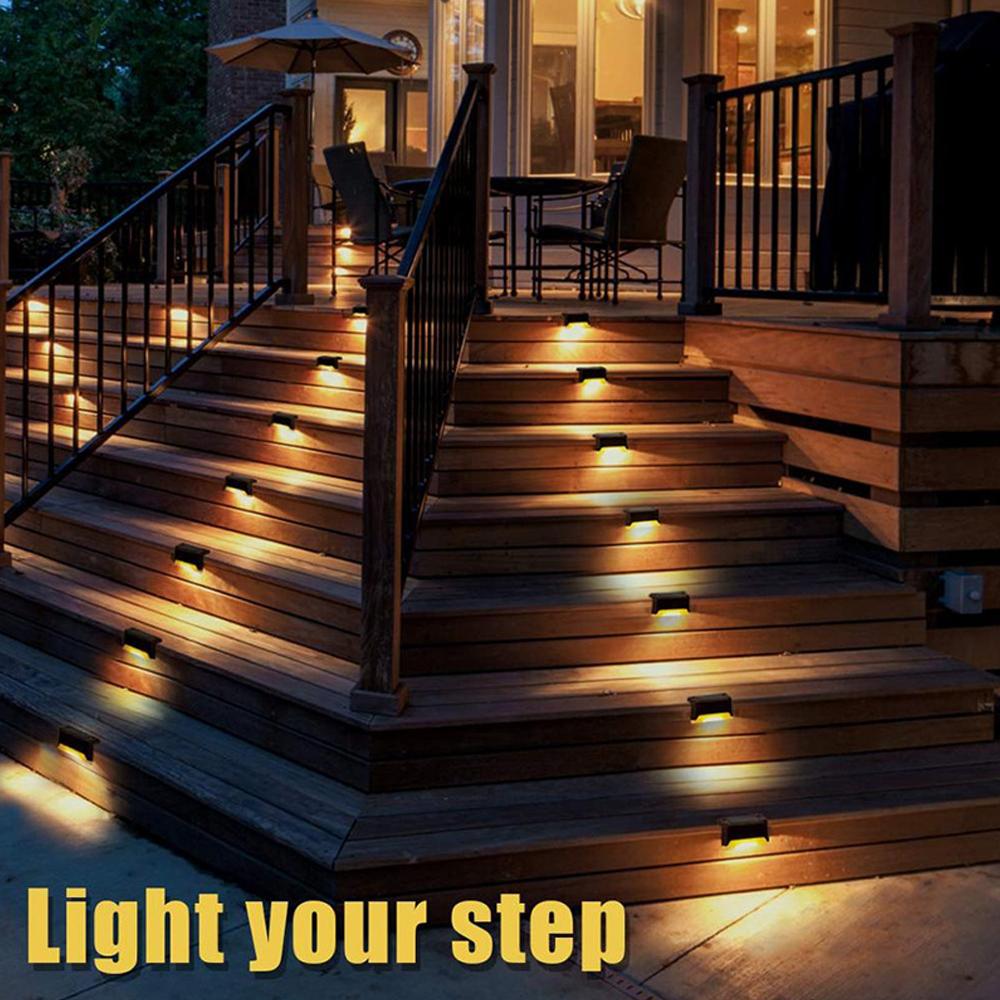 4 Pack LED Solar Deck Lights Waterproof for Garden Pathway Yard Patio