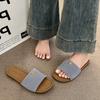 Нежные шлепанцы на толстой подошве для женской летней уличной обуви 2025 лето новые нежные шлепанцы на одно слово приморские сандалии